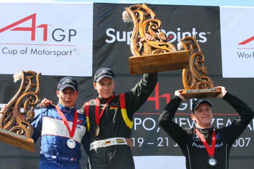 Het podium van de feature race in Nieuw-Zeeland